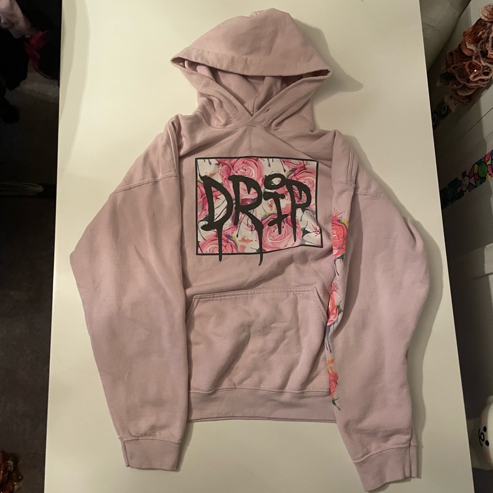 Gildan Mens Large Drip Hoodie Pink